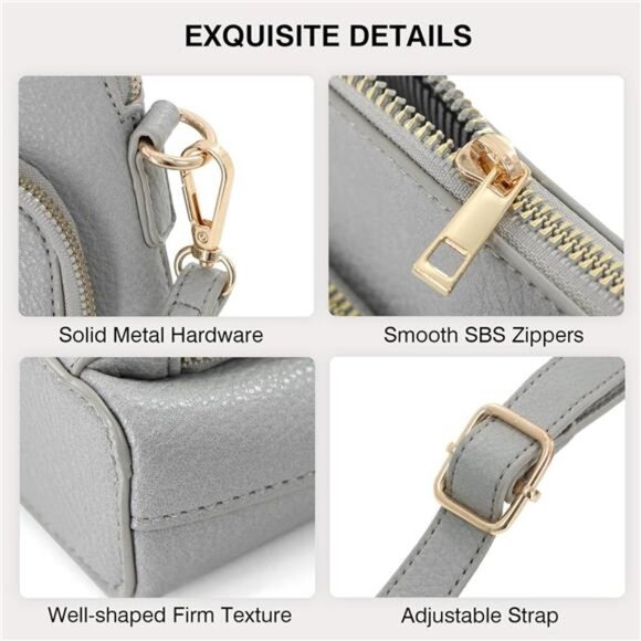 Crossbody Bag for Women - PU Leather Grey - Picture 6 of 6
